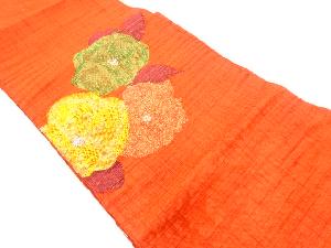 リサイクル　手織り節紬抽象薔薇模様織り出し名古屋帯